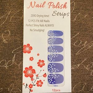 NAIL POLISH STRIPS - Cobalt White Floral